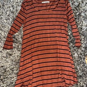 Maurice’s orange and black striped dress with pockets. Size small.
